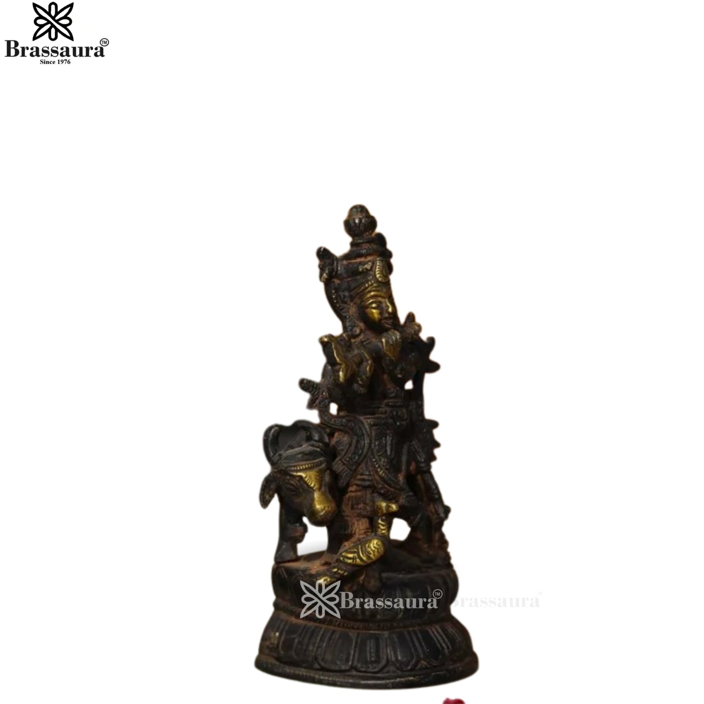 Brass Cow Krishna Murti Weight .3 Kg And Height 4 Inch