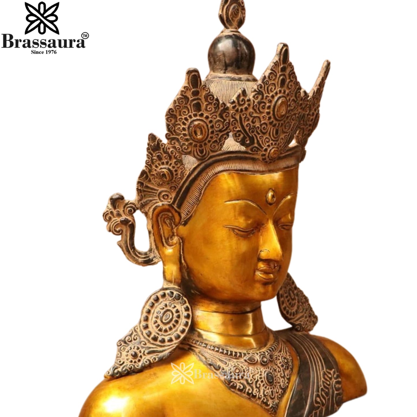 Brass Antique Tara Brust Statue Weight 10 Kg And Height 17 Inch