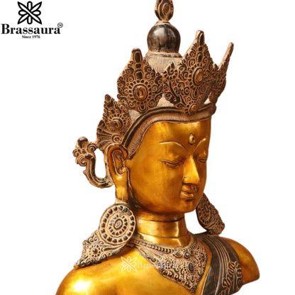 Brass Antique Tara Brust Statue Weight 10 Kg And Height 17 Inch