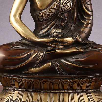 Brassaura™ Pure Brass Buddha Statue – Height 12 Inches & Weight 4 Kgs