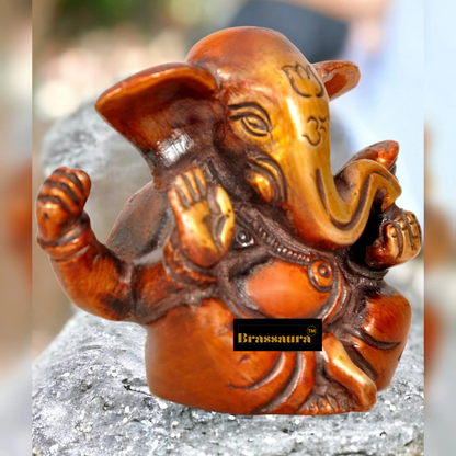 Brassaura™ Miniature Brass Appu Ganesha Idol – Height 2.5 Inches, Weight 170 g
