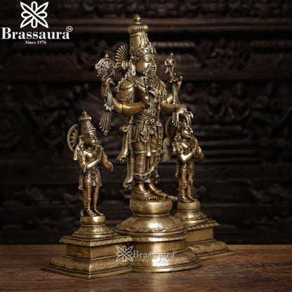 Brass Vishnu Garud & Hanuman Statue Weight 25 Kg And Height 24.5 Inch