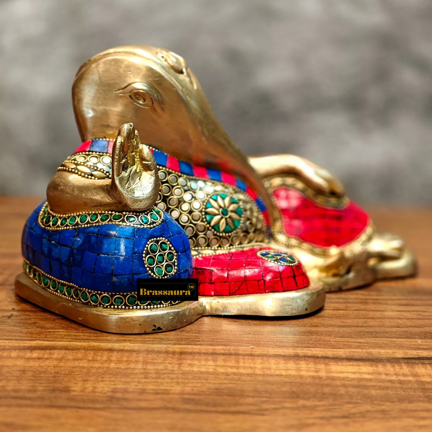 Brassaura™ Pure Brass Handcrafted Modern Ganesha Statue – Height 6 Inches, Weight 4.25 Kgs