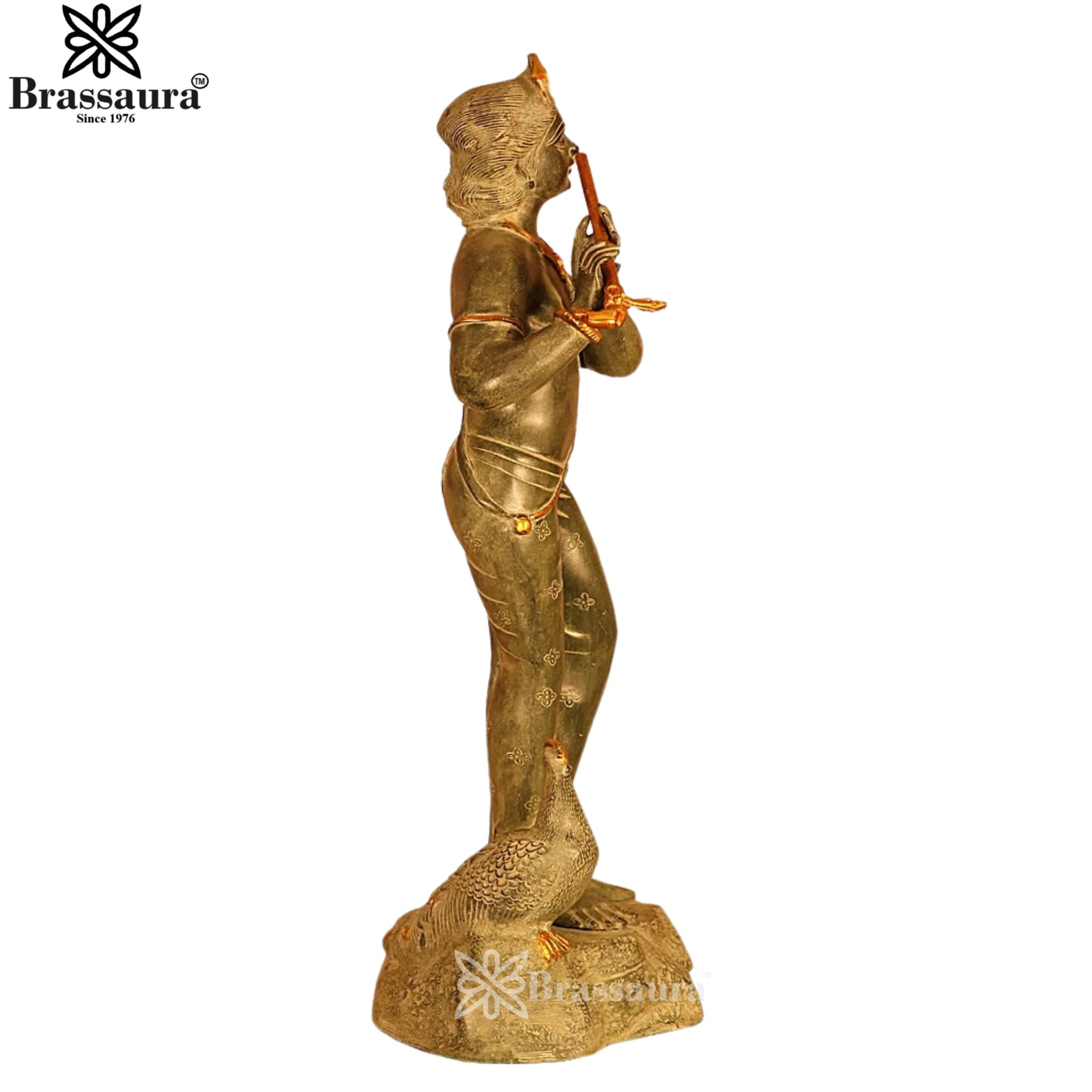 Brass Murli Dhari Krishna Murti Weight 14.6 Kg And Height 30 Inch