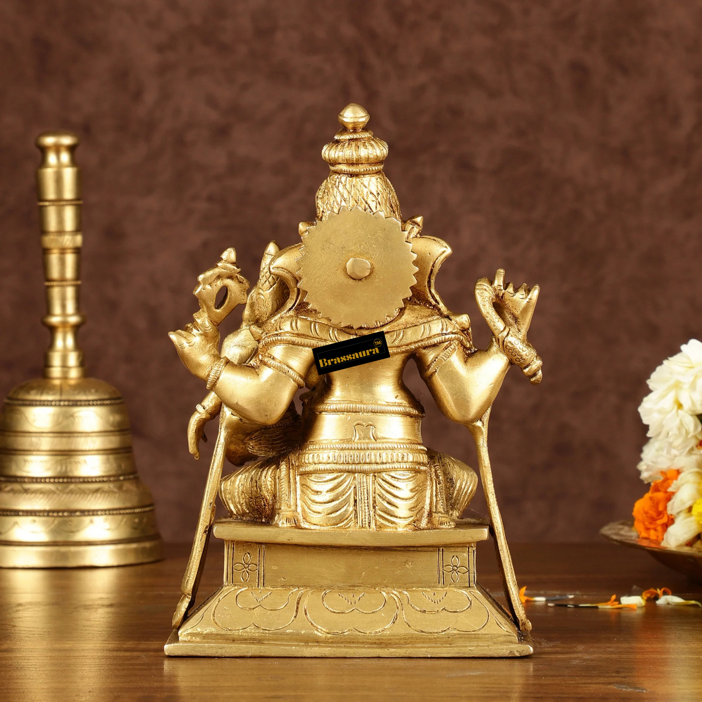 Brassaura™ Brass Siddhi Ganesha Utchista Ganapati Murti – Height 7 Inches, Weight 2.75 Kgs | Divine Prosperity Idol