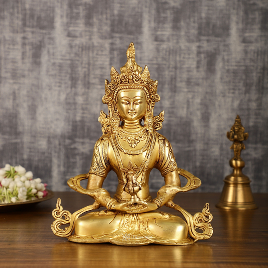 Brassaura™ Pure Brass Buddha in Amitabha Mudra – Height 12 Inches, Weight 3.7 Kgs
