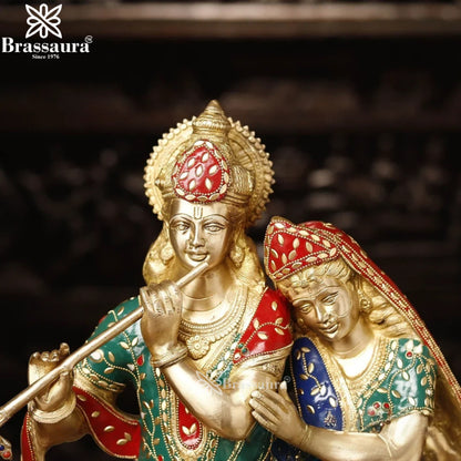 Brass Radha Krishna Murti Weight 20.27 Kg And Height 23 Inch