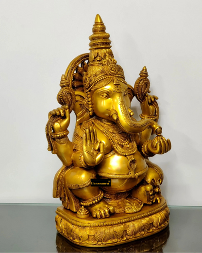 Brassaura™ Brass Surya Ganesha Statue – Height 20 Inches, Weight 23 Kgs