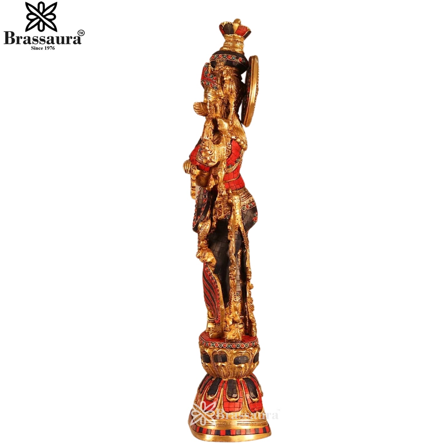 Brass Gem Stone Work Murli Dhari Krishna Murti Weight 16 Kg And Height 30 Inch