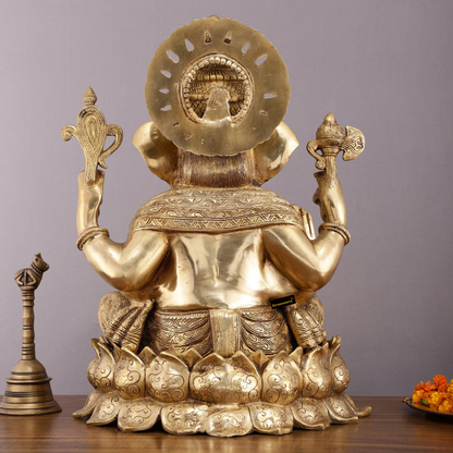 Brassaura™ Brass Ganesha Idol – 22 Inch Height | 27 kg | Grand Decorative Statue for Home & Temple