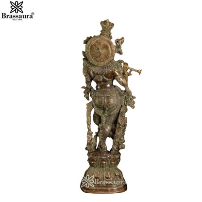 Brass Krishna Murti Weight 15 Kg And Height 29 Inch