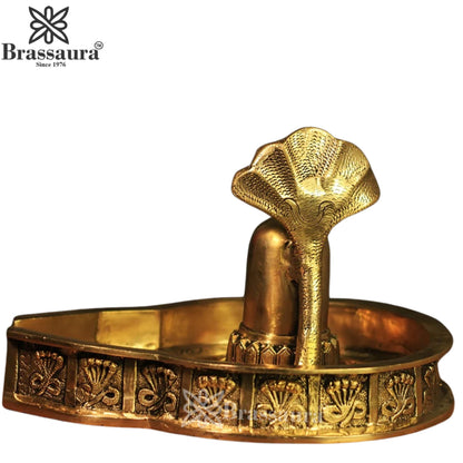 Brass Shivling With Naagraaj Statue Weight 6 Kg And Height 8 Inch