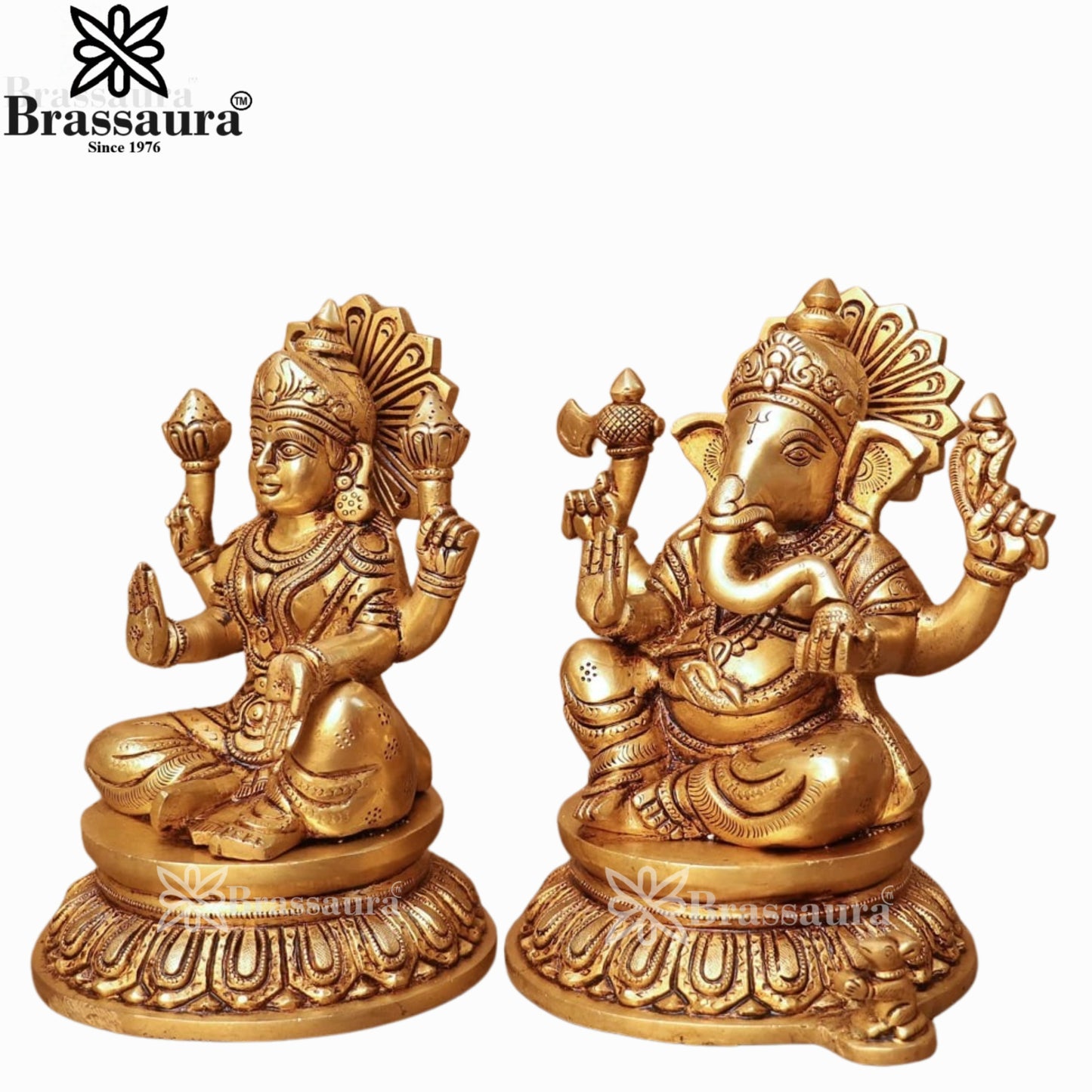 Brass Lakshmi Ganesh Murti Weight 6.3 Kg And Height 8 Inch