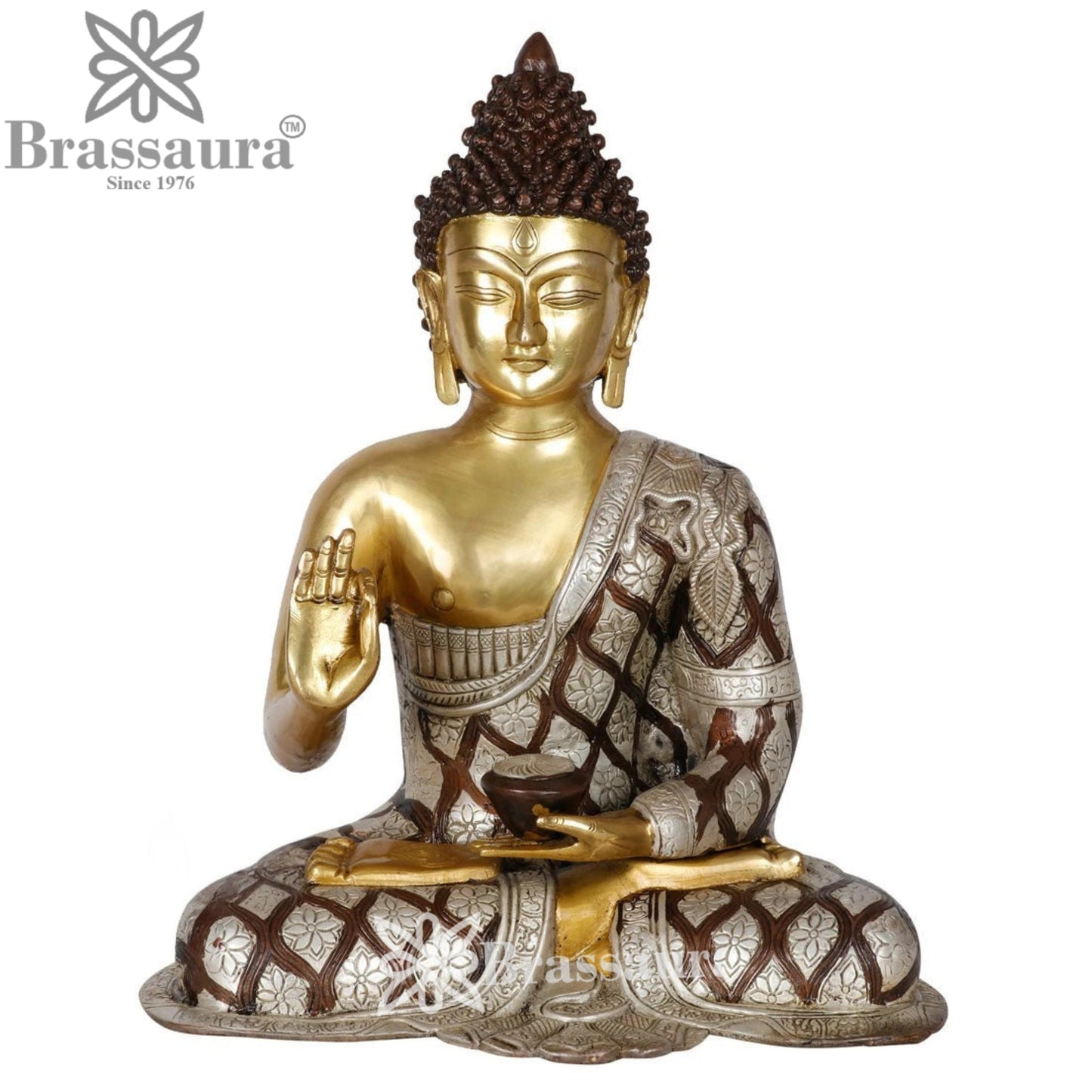 Brass Blessing Buddha Weight 11 kg & Height 17 Inch