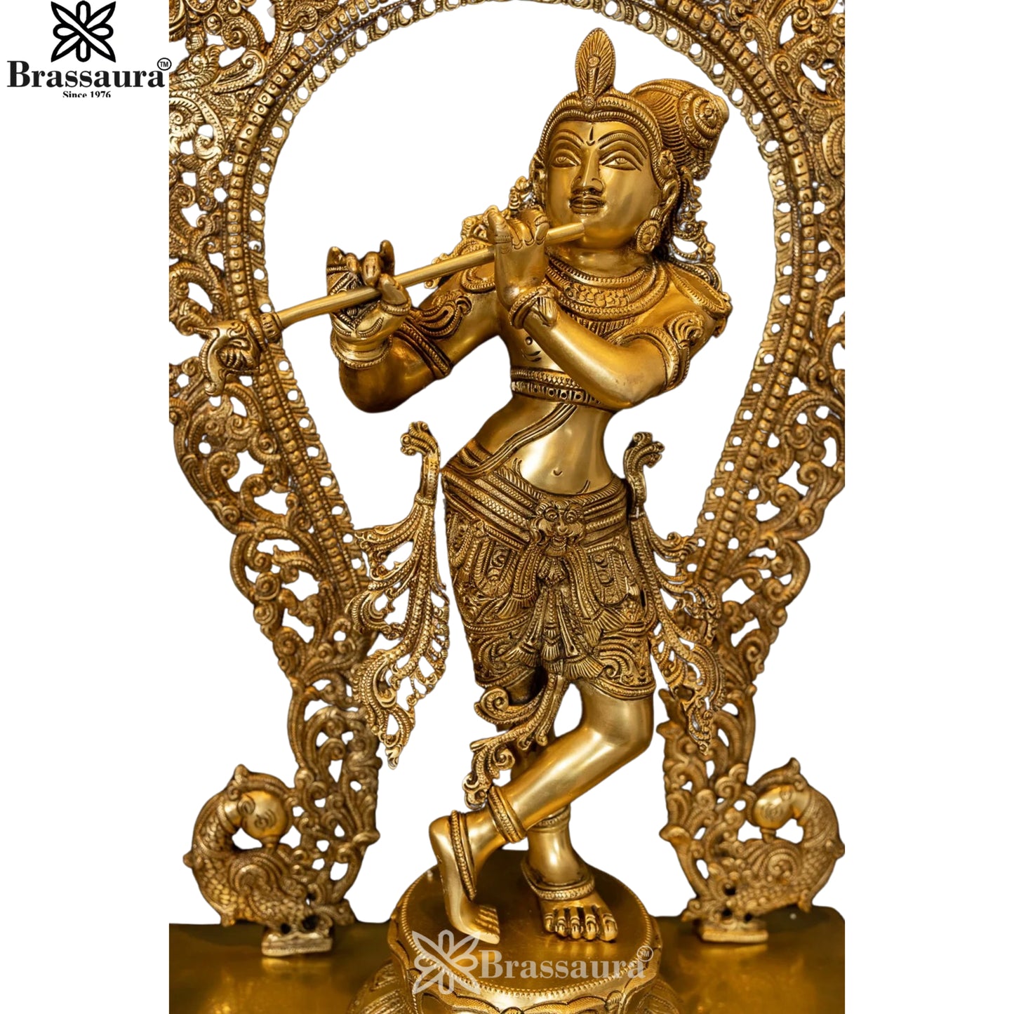 Brass Royal Gold Krishna Murti Weight 20 Kg And Height 30.5 Inch