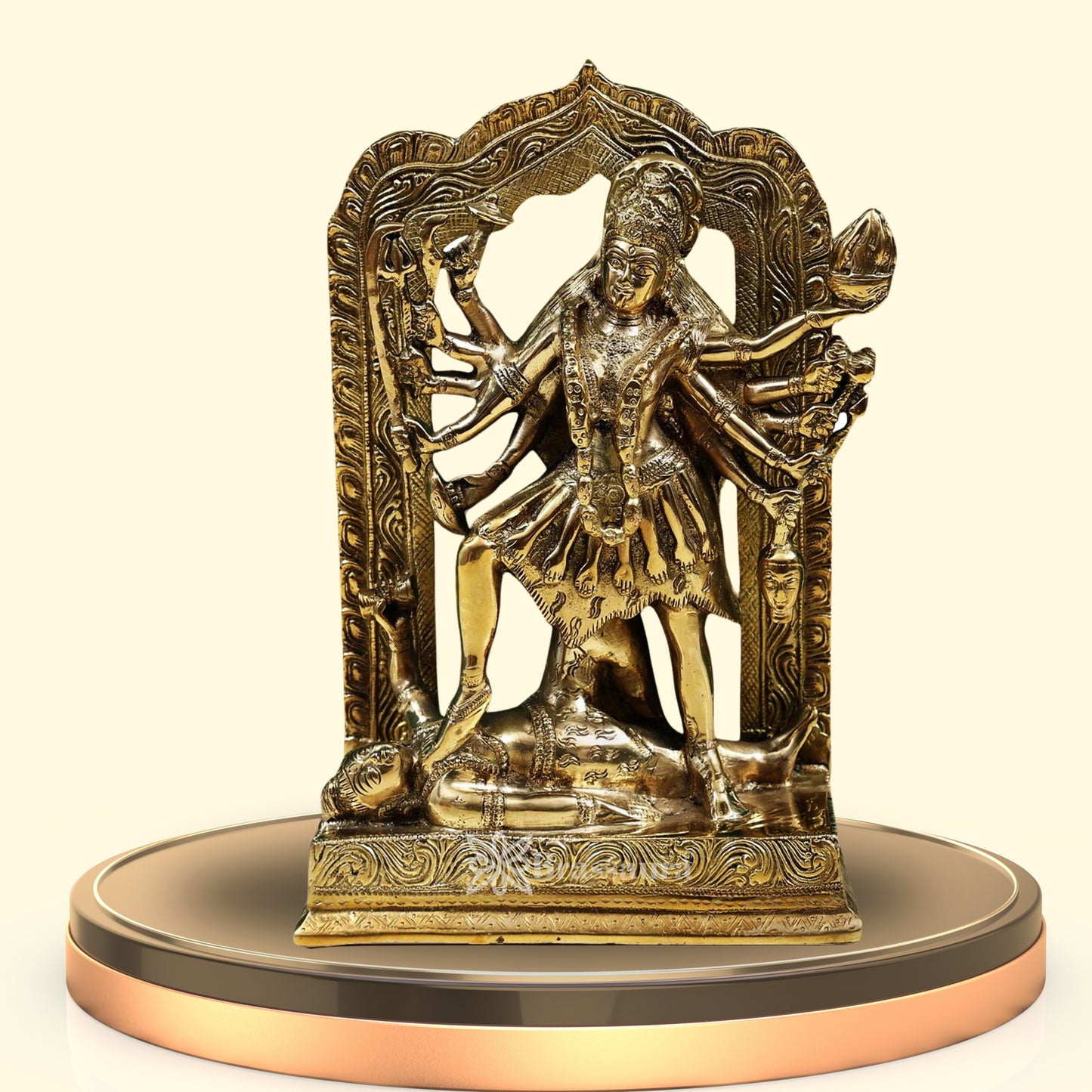 Brassaura™ Sacred Brass Kali Maa Murti – Height 11.5 Inches & Weight 5.6 Kgs | Temple Décor Accent