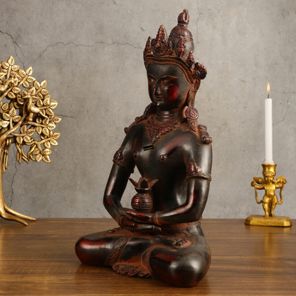 Brassaura™ Pure Brass Blessing Buddha Statue in Green Antique Finish – Height 10.5 Inches, Weight 3.42 Kgs (Copy) (Copy)
