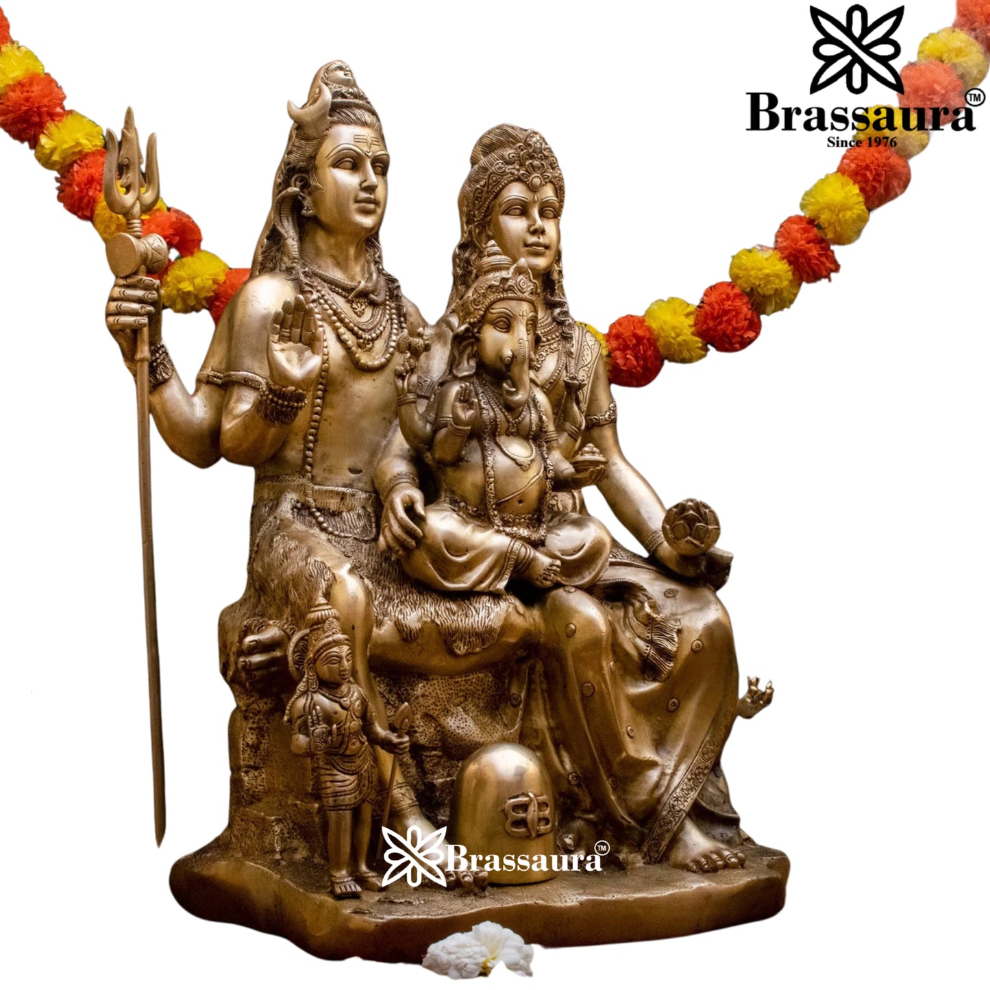 Brass Antique Shiv Family Weight 50 Kg & Height 24 Inch