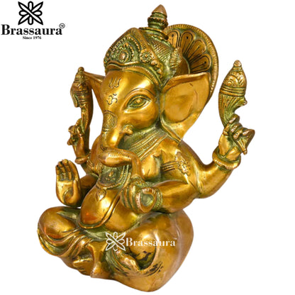 Brass Ganesha Statue Weight 3.14 Kg & Height 8 Inch