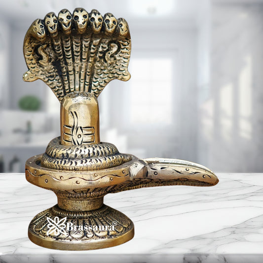 Brass Artistic Shivling Weight 0.8 Kg & Height 5 Inch