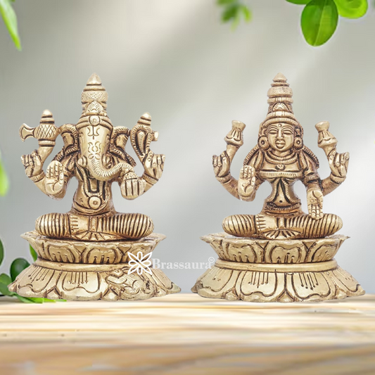 Brass Classic Lakshmi Ganesh Weight 0.65 Kg & Height 3 Inch