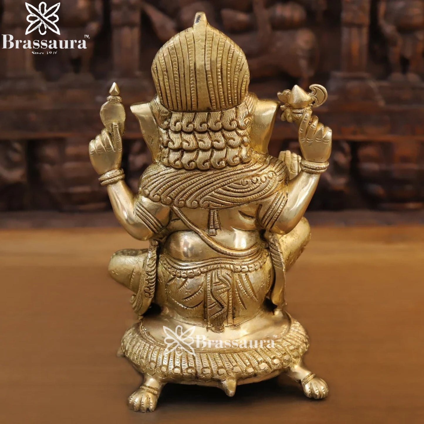 Brass Ganesha On Turtle Weight 7.46 Kg & Height 13 Inch