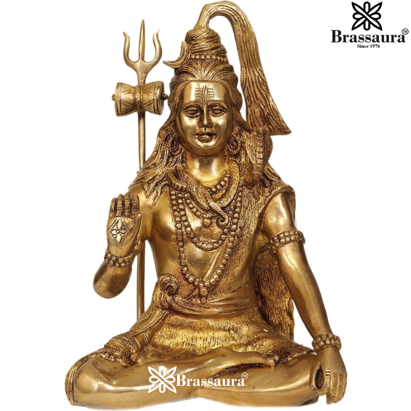 Brassaura™ Brass Lord Shiva Sculpture – Height 12 Inches & Weight 5 Kgs | Hindu Puja Idol