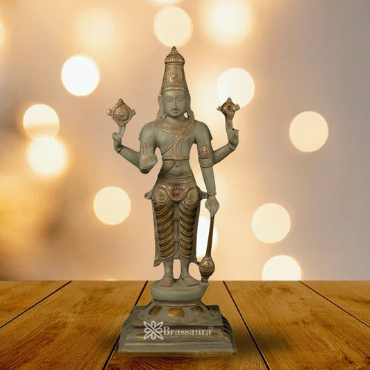Brass Vishnu Statue Weight 7.3 Kg And Height 18 Inch