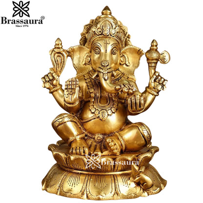 Brass Super fine Ganesha Statue Weight 6 Kg & Height 9.5 Inch