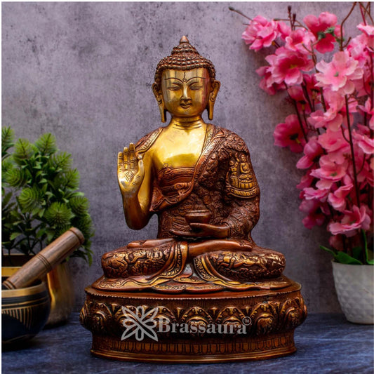 Brass Blessing Buddha Weight 7.5 kg & Height 14 Inch