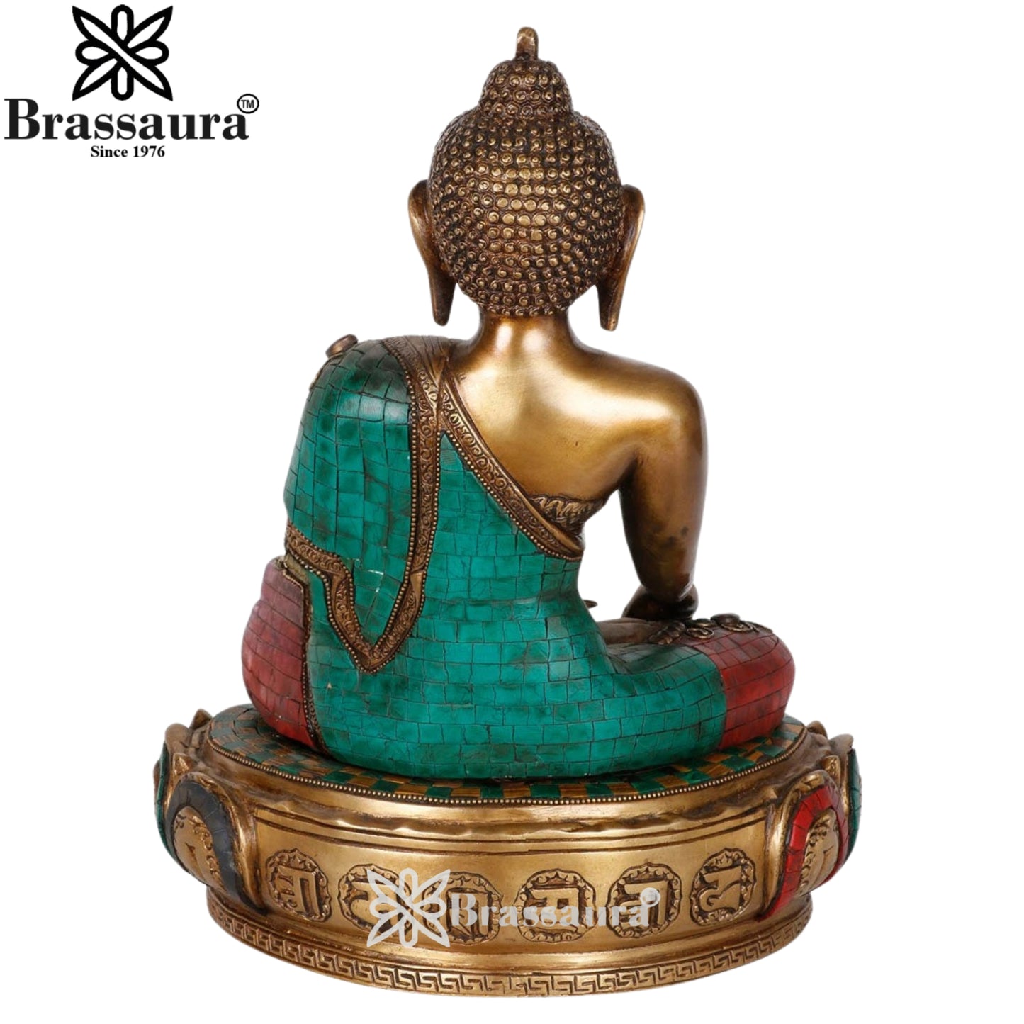 Brass Bhumisprasa Gem Stone Work Buddha Weight 8 kg & Height 14 Inch