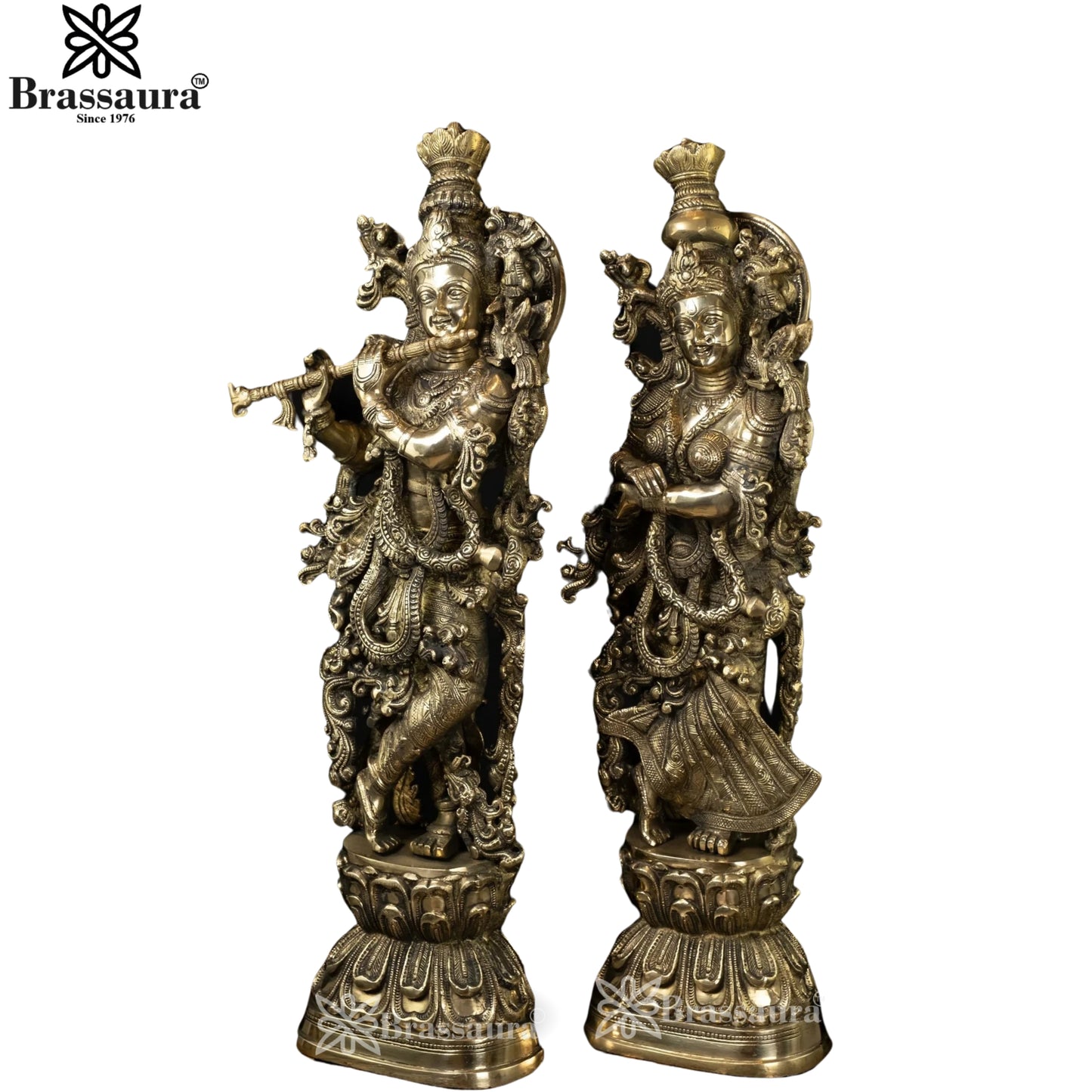Brass Antique Radha Krishna Weight 31.6 Kg And Height 29 Inch