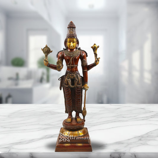 Brass Vishnu Statue Weight 27.2 Kg And Height 37 Inch