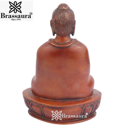 Brass Buddha With Base Weight 2 kg & Height 8 Inch