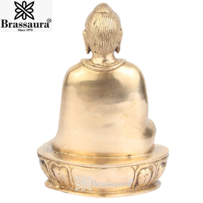 Brass Royal Golden Buddha With Base Weight 2 Kg & Height 8 Inch