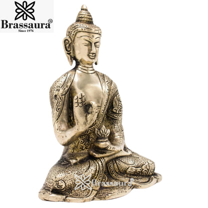 Brass Blessing Buddha Weight 1.1 kg & Height 5.5 Inch