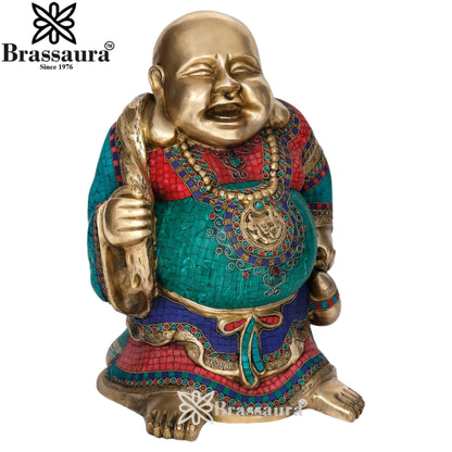 Brass Gem Stone Work Standing Buddha Weight 25 kg & Height 19 Inch