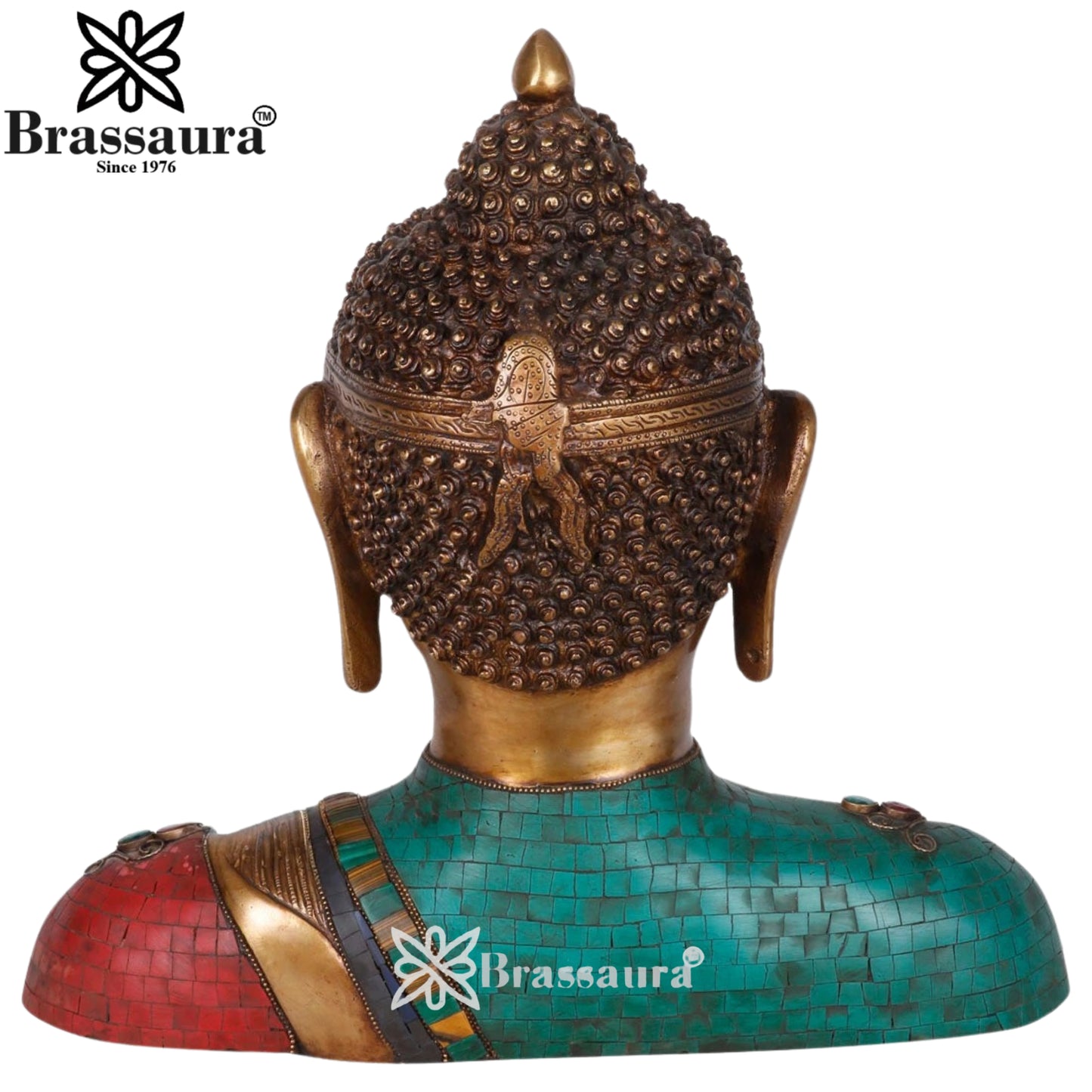 Brass Bhumisprasa Gem Stone Work Buddha  Weight 6.5 kg & Height 12 Inch