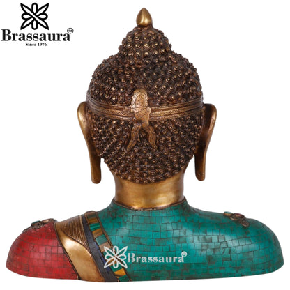 Brass Bhumisprasa Gem Stone Work Buddha  Weight 6.5 kg & Height 12 Inch