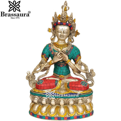 Brass Gem Stone Work Tara Weight 4 Kg & Height 14  Inch