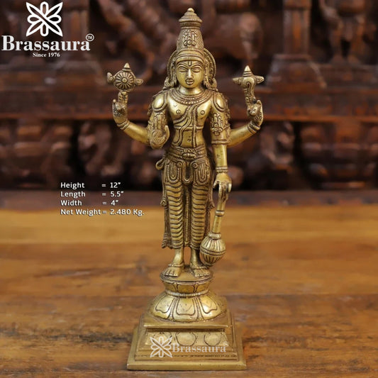Brass Vishnu Statue Weight 2.48 Kg And Height 12 Inch
