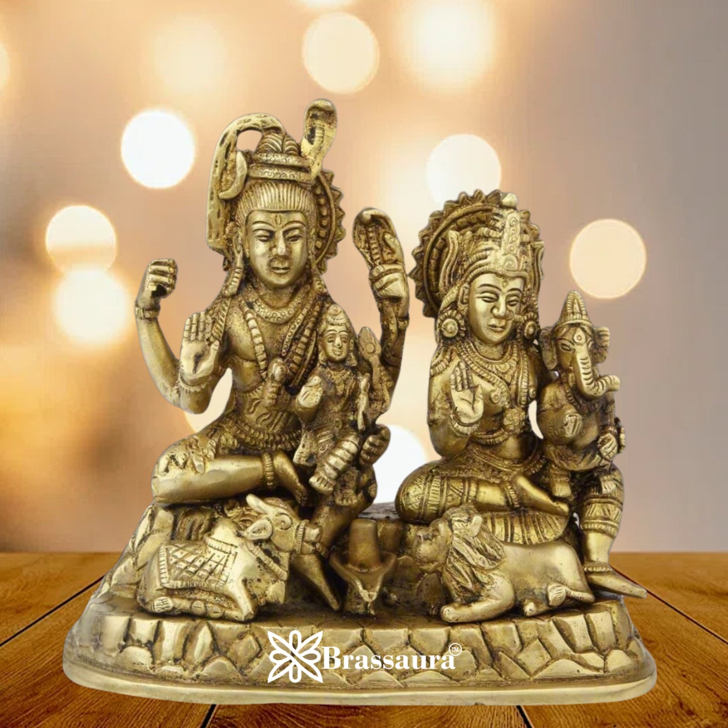 Brass Antique Shiv Family  Weight 2.7 Kg & Height 7 Inch