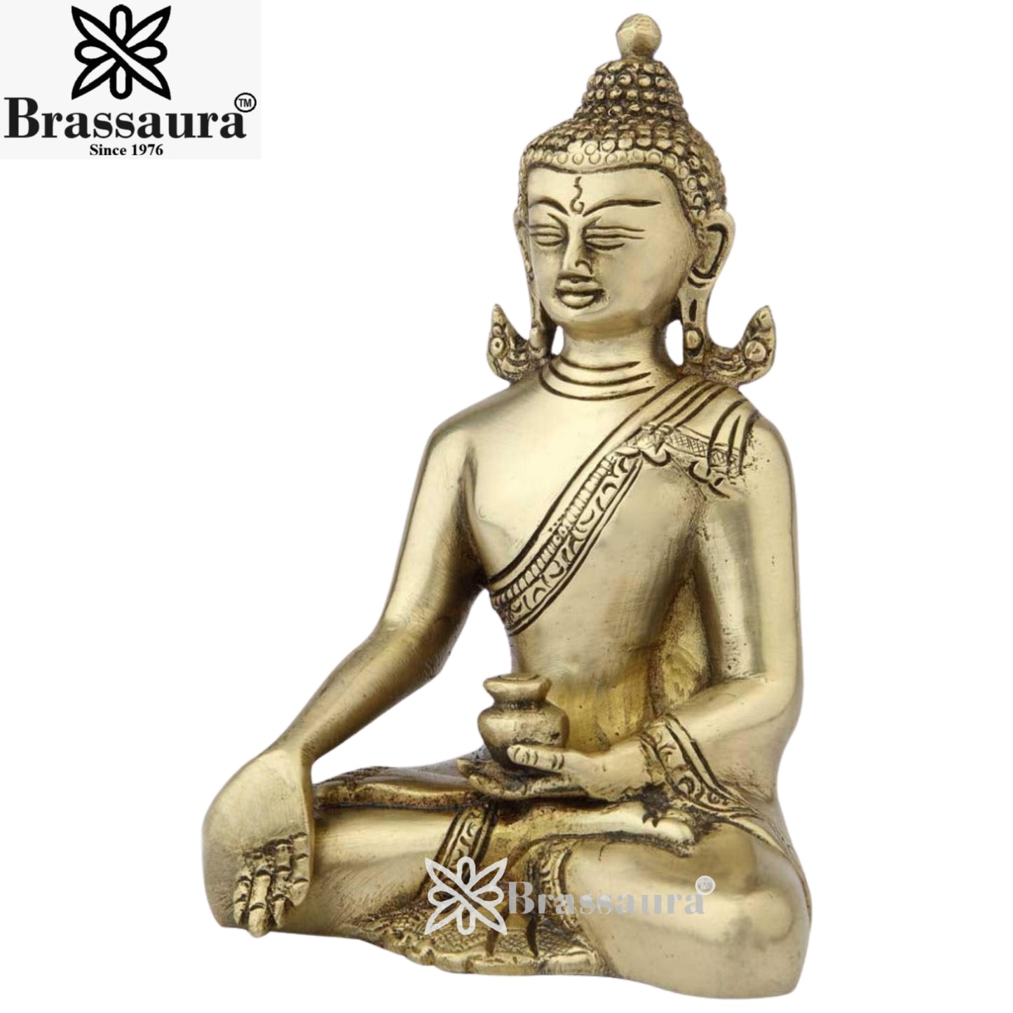 Brass Classic Royal Golden Buddha Weight 1.4 Kg & Height 7 Inch