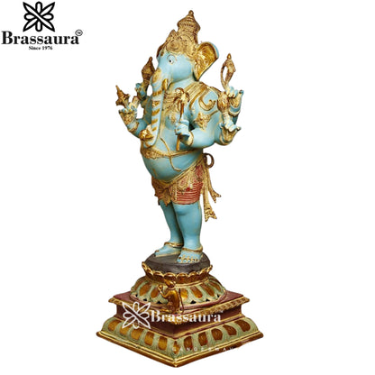 Brass Vintage Standing Ganesha Weight 46.7 Kg & Height 36 Inch