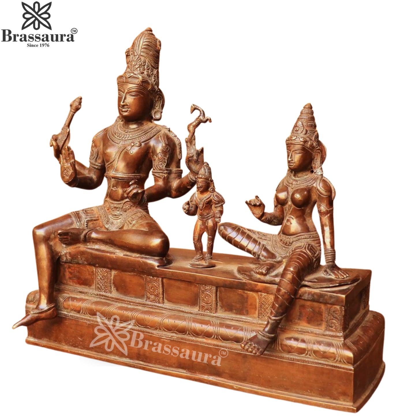 Brass Shiva With Parvati Statue Weight 10 Kg And Height 13 Inch