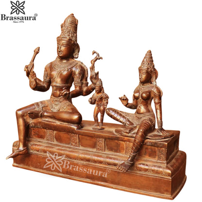 Brass Shiva With Parvati Statue Weight 10 Kg And Height 13 Inch