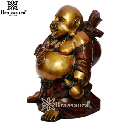 Brass Standing Laughing Buddha Weight 21 Kg & Height 20 Inch