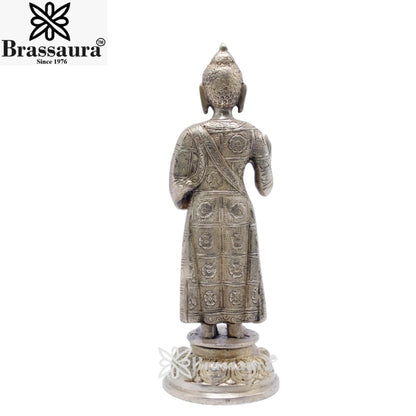 Brass Blessing Standing Buddha Weight 0.95 kg & Height 8 Inch