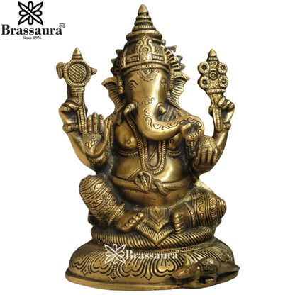 Brass Ganesha Statue Weight 2 Kg & Height 8 Inch
