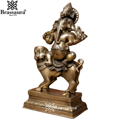 Brass Heramba Ganesha Statue Weight 24 Kg & Height 24 Inch